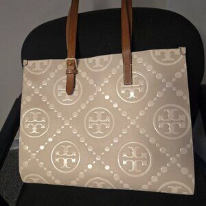 Tory Burch Monogram contrast embossed tote
